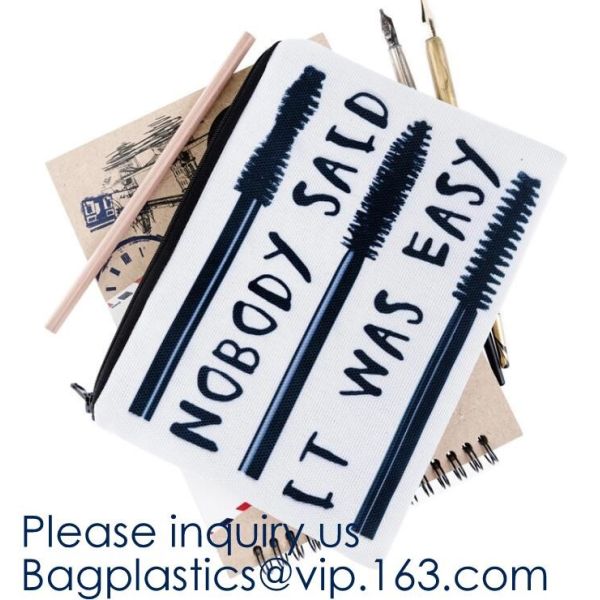 White Canvas Makeup Cosmetic Bag - Pouch Zipper Bag Organizer,Makeup Bag Cosmetic Pouch Blank Zipper Bag, BAGEASE PACK