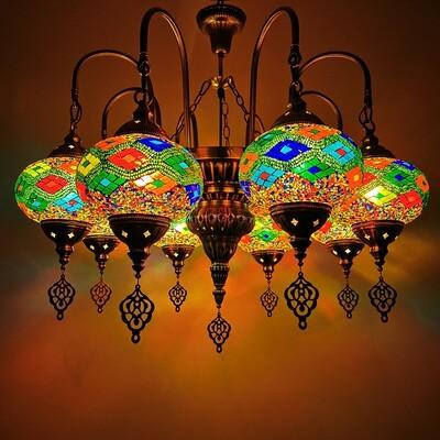 Colorful pendant lamp with handmade glass lampshade southeast antique turkish hanging lamp（WH-DC-28)