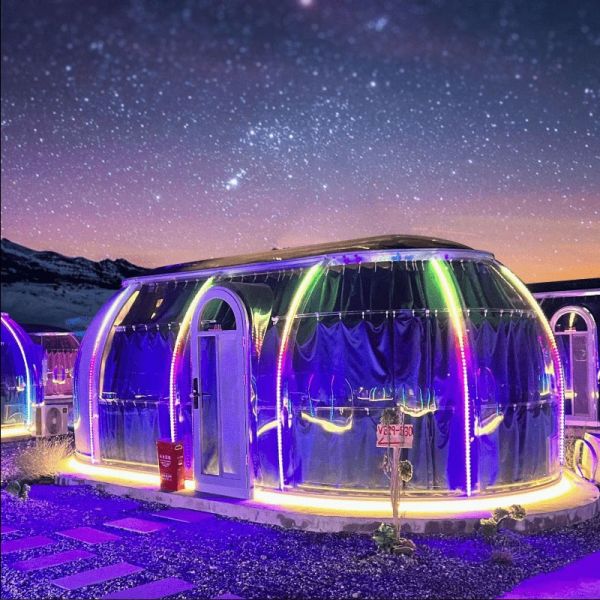 Solid Sheet Homes Prefab Outdoor Bubble Tent Restaurant Night Scene Transparent Camping Tent