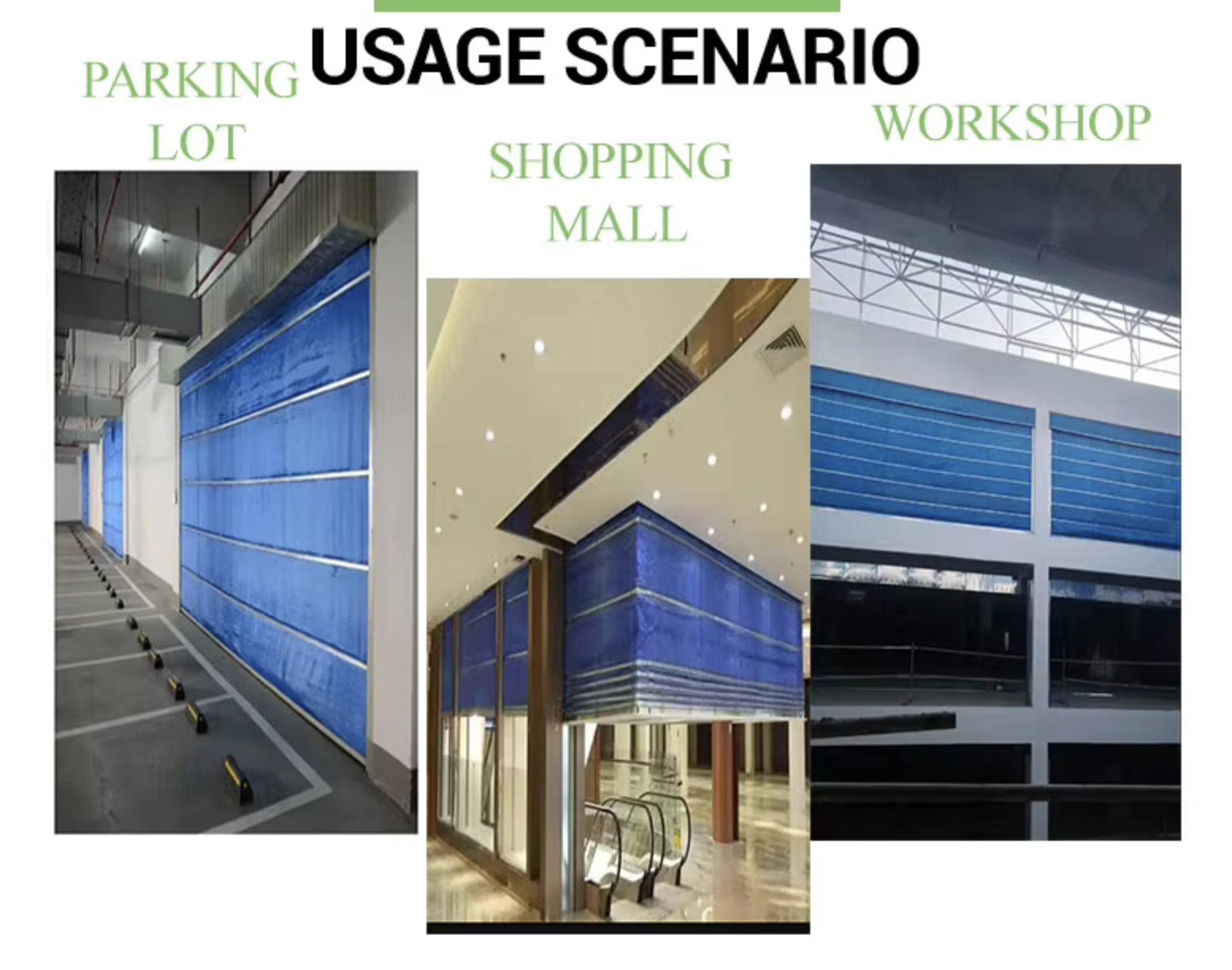 Inorganic Fabric Fire Rated Roller Shutter Doors Large Opening Heavy Duty Construction