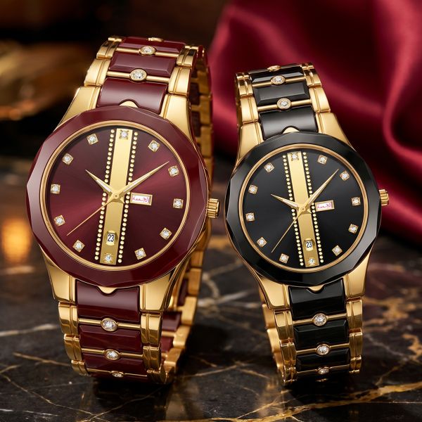 AuraCrest Duo Quartz Watch | Ceramic Couple Wholesale