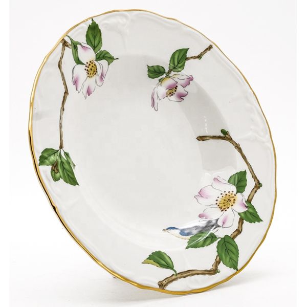 Цветочные керамические столовые тарелки Столовая посуда Золотая оболочка Керамическая тарелка с супом TW-02A121