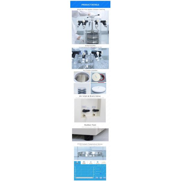 Food Vertical Freeze Dryer Stainless Steel Lab Scale Lyophilizer