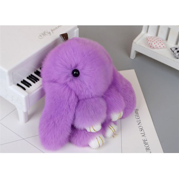 Хандмаде пушистые милые цвет/белизна черноты Кейчайн меха кролика наклоняют