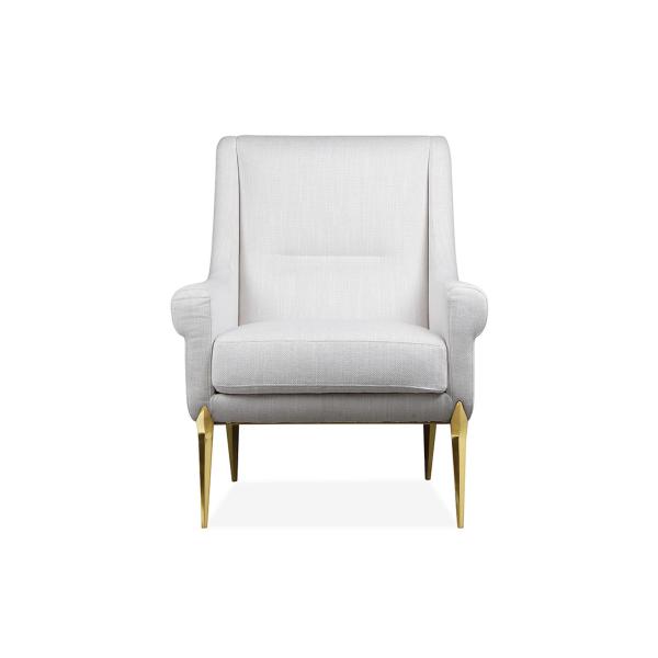 Brushed stainless steel in Champagne Gold legs with Fabric soft-packed fabric upholstered cushion