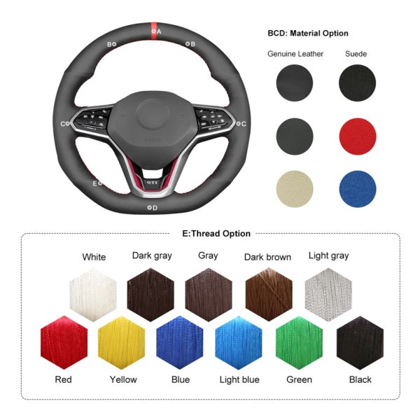 GOLF Suede Steering Wheel Cover for VW Golf GTI GTD GTE R 8 Tiguan Touareg Arteon R-Line