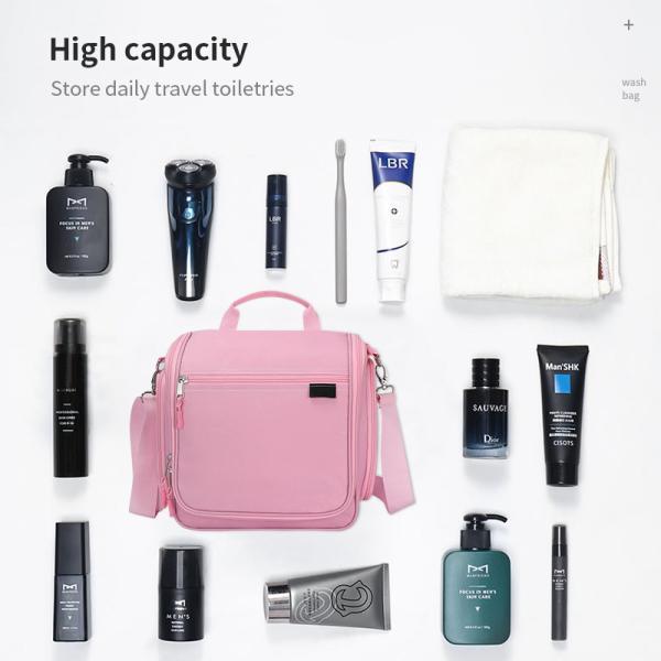 Hanging Compact Travel Toiletry Bag Camping Carry On Pink 10X4X10 Inch