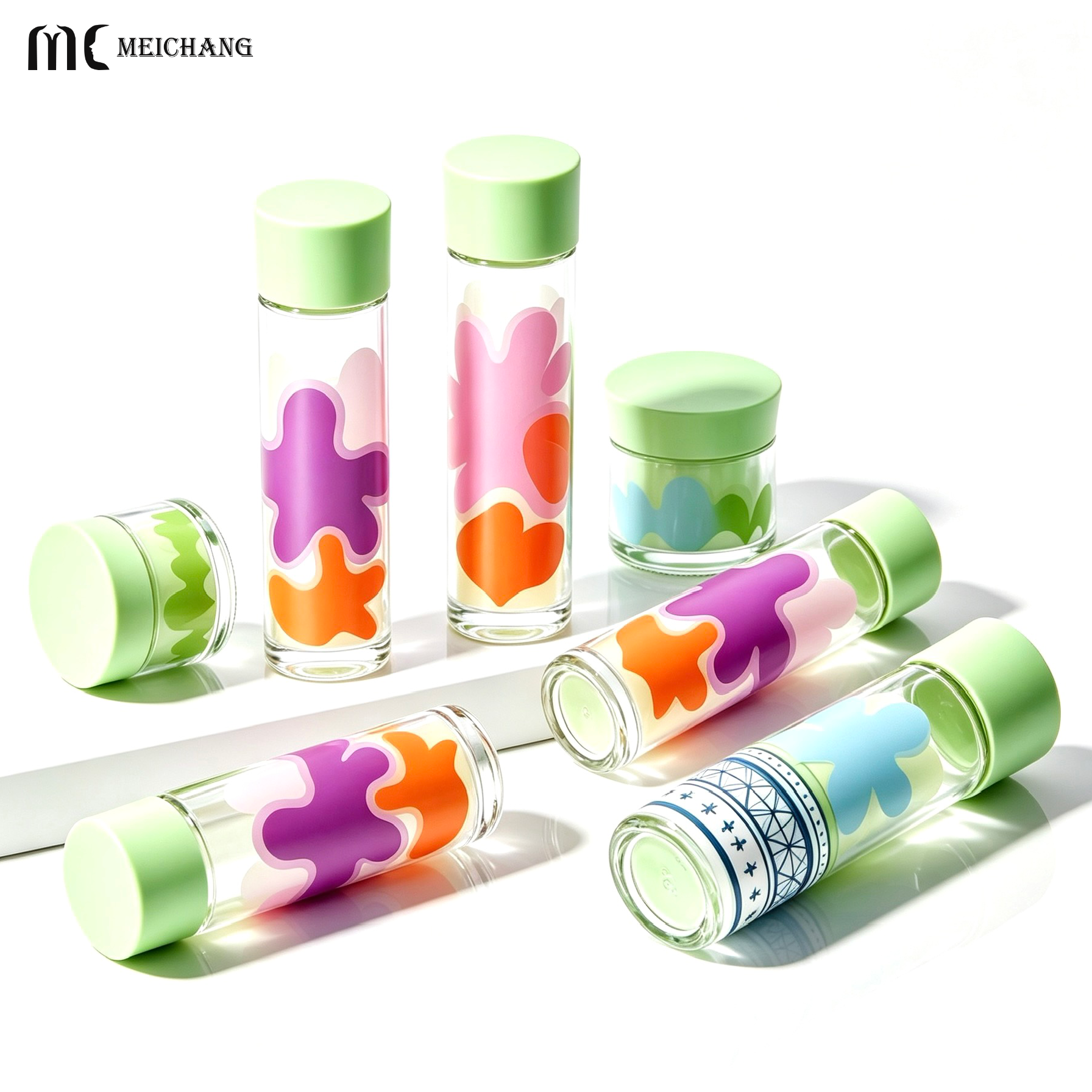 50g/45ml/110ml/145ml Light-Blocking Refillable Glass Skincare Packaging Set – Customizable UV-Protective Cosmetic Bottles & Cream Jar for Sustainable Beauty Brands(MC-327)