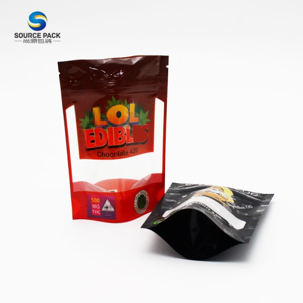 Mylar Custom Weed Packaging Bags Glossy Laminated Sativa Zipper Stand Up Pouch (Майлар на заказ пакеты для упаковки сорняков с глянцевой ламинированной сативой резьбой)