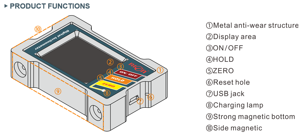 поручая уклономер батареи лития 3.7V точный MEMS, монитор угла 2 осей