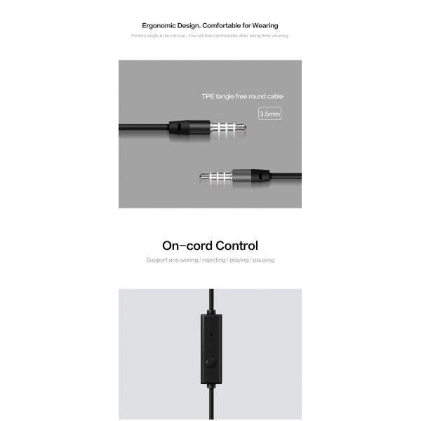 3.5MM Bass Ear Buds Without Mic Wired Earphone Microphone Metal Headphone TPE Cable