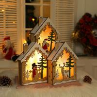 Lumière LED de Noël Maison en bois Cabine lumineuse Joyeuse décorations de Noël pour la maison Ornements d'arbre enfants cadeaux