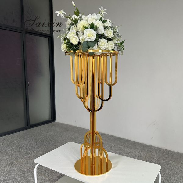 Event Table Decoration Gold Flower Centerpiece Stand Metal 100cm