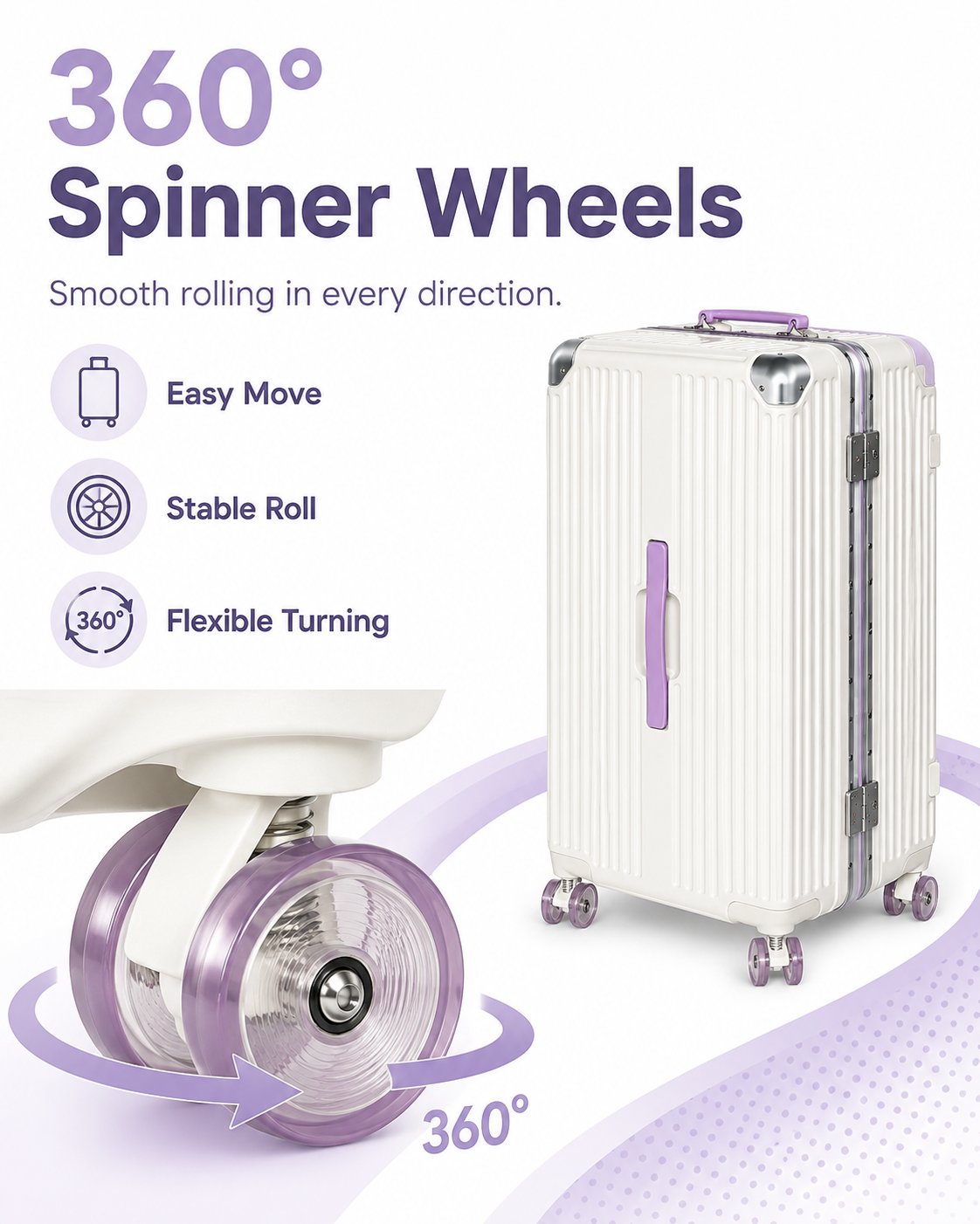5-Wheel Wide-Handle Crystal Spinner Suitcase