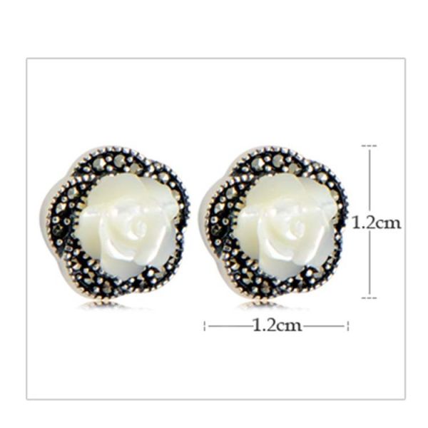 925 Silver Rosettes Mother of Pearl Stud Earrings (E014904W)