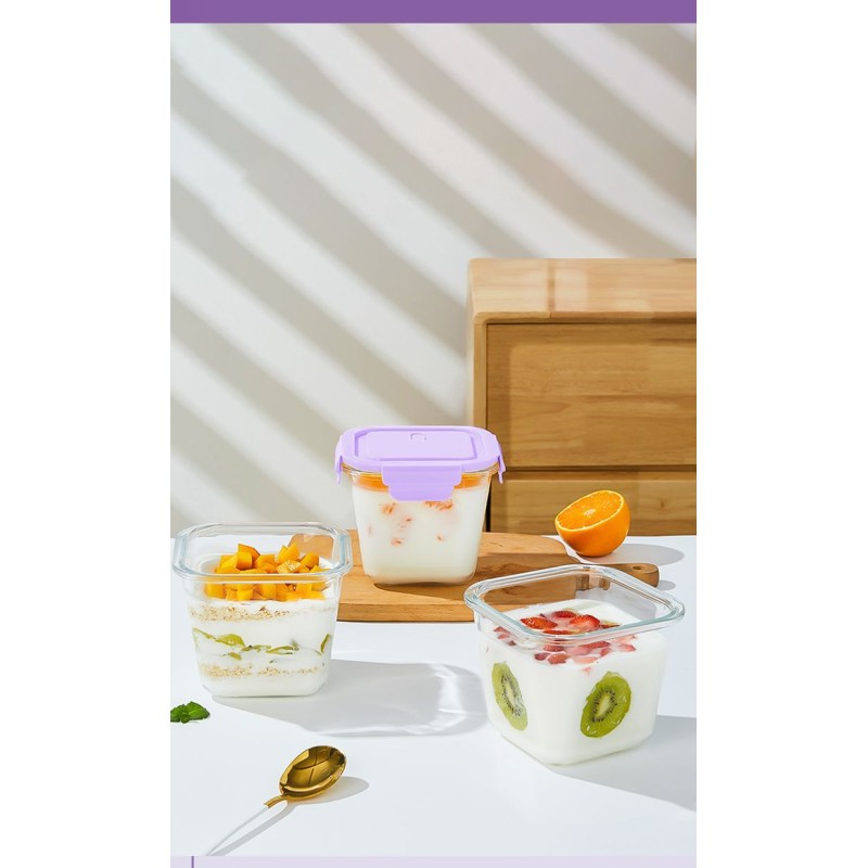 Large Capacity 850ml Microwave Refrigerator Safe Square Glass Food Container with Sealed Lid