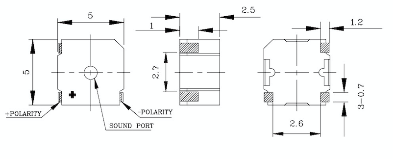 5*5*2.5mm SMD Magnetic Buzzer External Drive Type Light Weight With 4000Hz 3V