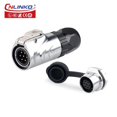 CNLINKO Male Female Panel Mount Industrial Wire Connector 7 Pin Waterproof Plug Socket Metal Cable Connector