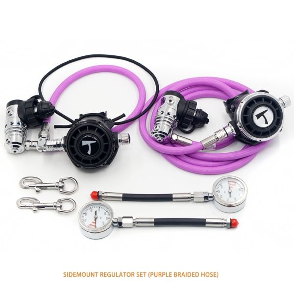 Balanced Scuba Sidemount Diving Regulator Set With Metal Pressure Gauge