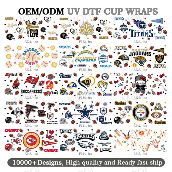16oz Baseball Sports Theme UV DTF Transfer Glass Cup Stickers