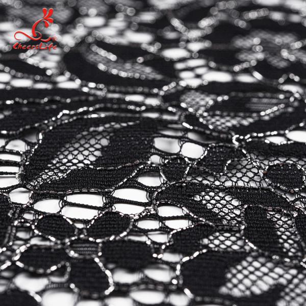 High quality black nylon lace fabric for long dress