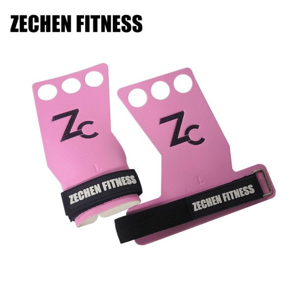 Fitness safety gym gloves carbon fiber leather 3 holes crossfit hand grips for women