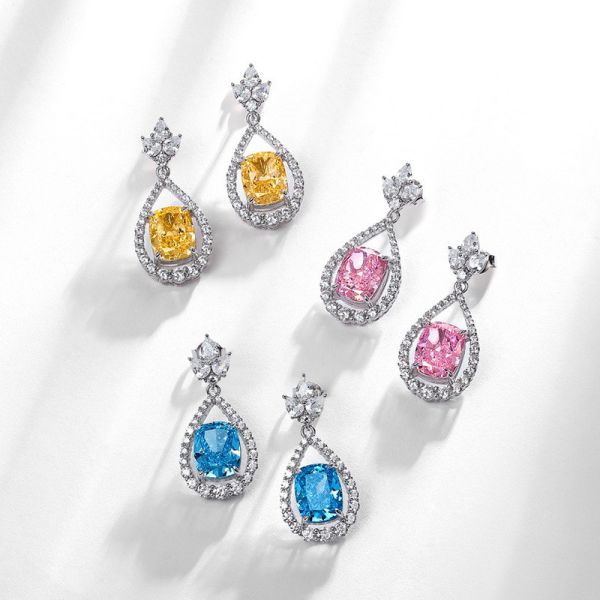 Стильные 925 Стерлинговое Серебро Розовый Драгоценный Камень Овальный Гало Серёжки