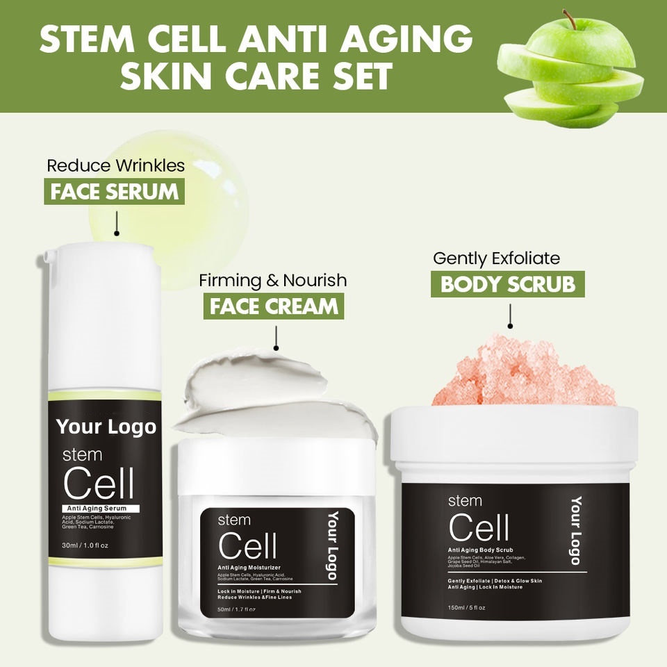 OEM ODM Korean brand organic skin care product set anti fine lines and wrinkles firming essence to enhance apple stem cell facial moisturizing cream