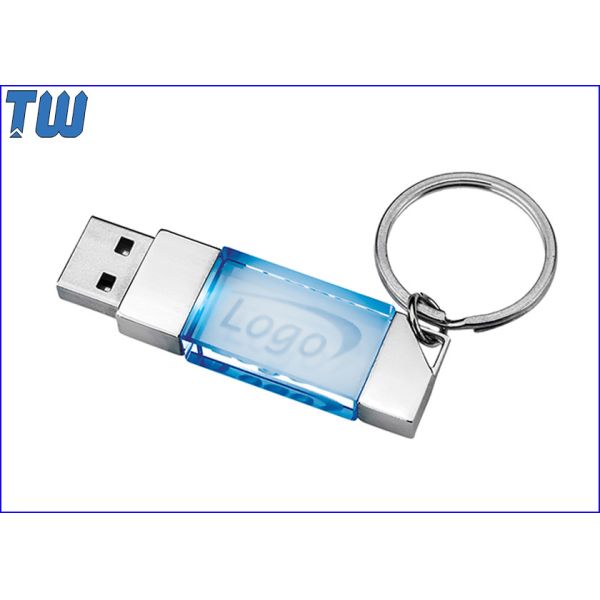 Slim Crystal 3D Branding 2GB USB Memory Stick Thumb Drive Free Key Ring