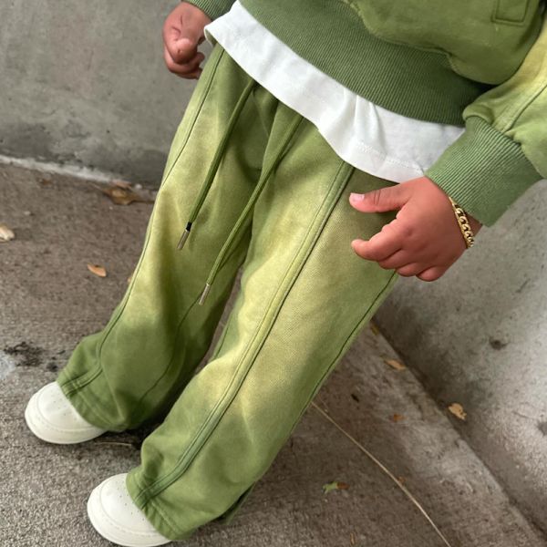 Custom Logo Cotton Puff Print Kids Sweat Pant And Hoodie Set Children Tracksuit