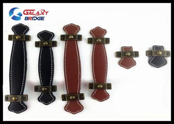 Genuine Leather Drawer Pull Black Leather Office Table Dresser  Handles Modern Style Interior Decoration