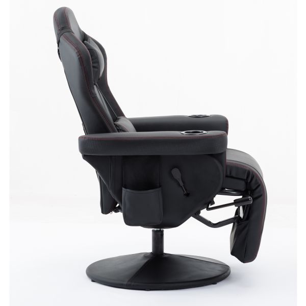 Traditional Design Luxury Gaming Chair with Cup Holder Bluetooth Speakers and Footrest