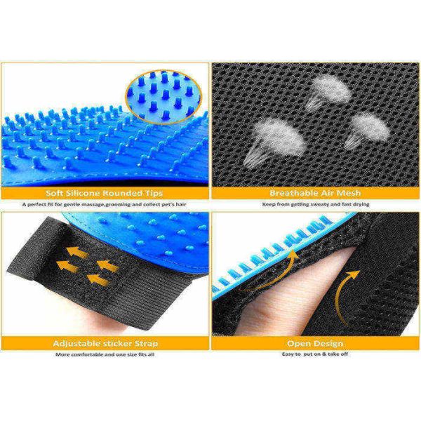 Custom Logo True Touch Five Finger Deshedding Glove / Pet Hair Remover Glove