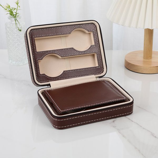 Luxury Practical Leather Watch Holder Box Brown Leather Watch Box