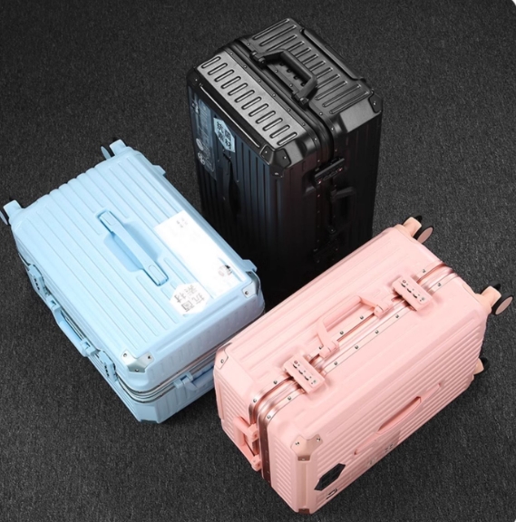 Unisex Custom Large Capacity PC Trolley Luggage Set 20/24/26/28 Inch Intelligent Aluminum Frame Spinner Caster Durable Business