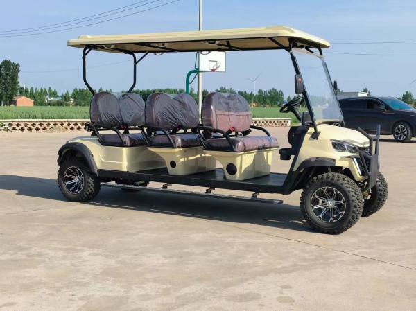 Chariot de golf de luxe tout-terrain électrique de six places équipé de pneus tout-terrain de 14 pouces