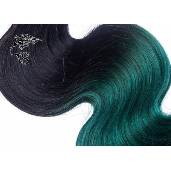 Culy Black to Green Ombre Human Hair Extensions With 100% Brazilian Human Hair