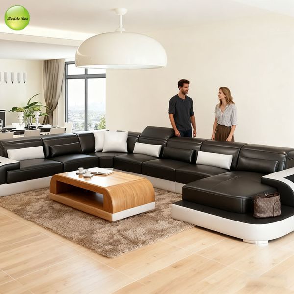 Custom Reclining Leather Couch Sectional Lounge Set Modular Corner Sofa