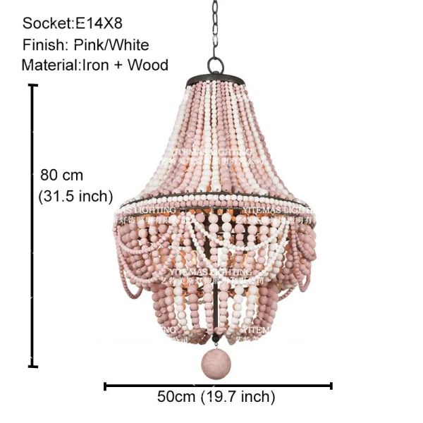 Gold Chandelier Wooden Beaded Lighting Fixture Fringe Hanging Light Silas Chandelier （WH-AP-652）