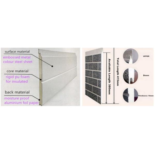 Ширина 380мм картины камня панели стены сэндвича ПУ стали Эко дружелюбная 0.4мм