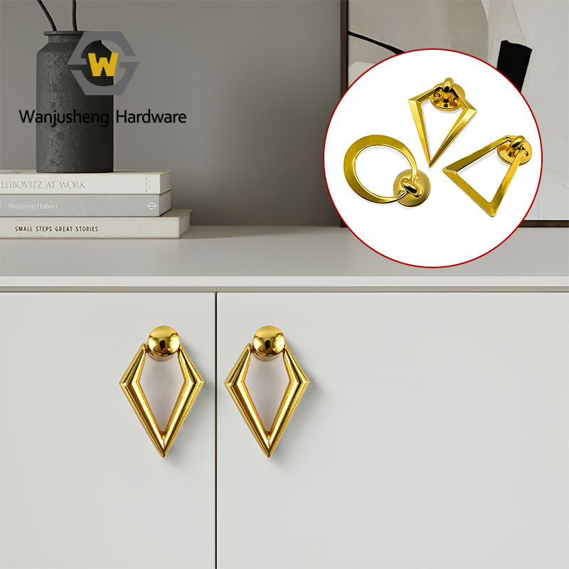 Metal Triangular Geometric Ring Furniture Drawer Pulls Minimalist Single-hole Cabinet Door Handles & Ring Decorative Fittings
