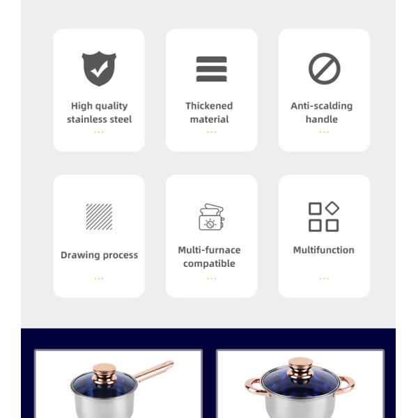 Не Cookware нержавеющей стали кухни ручки установил со стеклянной крышкой