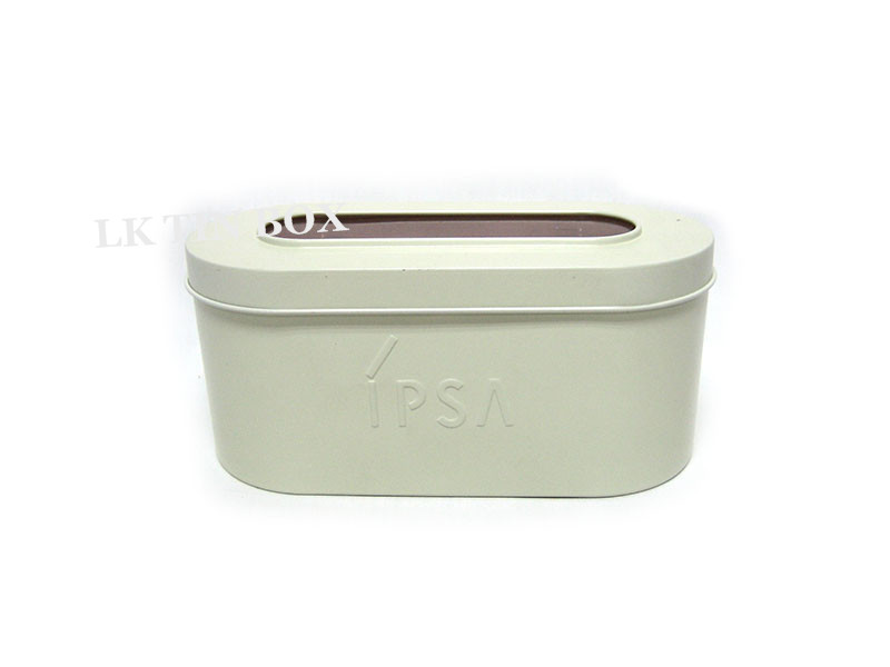 Customized Color Embossed Oval Tin Box Soap Packaging With Pvc / PET Window