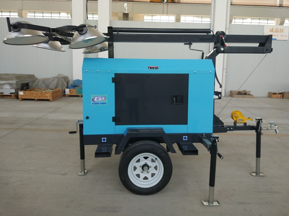 Contruction Emergency Portable 6-7kw 50Hz Mobile Light Tower , Trailer Mounted Light Towers