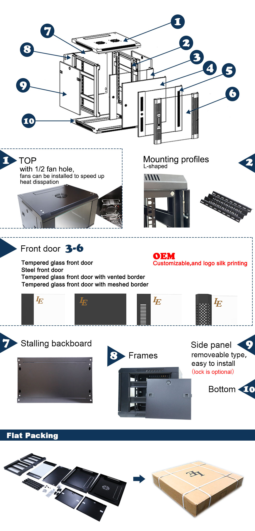 19 дюймов 6u 9u Комната Сеть Сервер Rack Enclosure Стенный монтаж шкаф