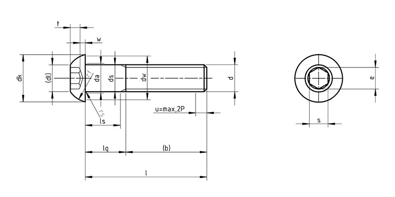 Полусферическая шляпка гнезда шестиугольника ISO 7380 привинчивает стальной класс 10,9 черный