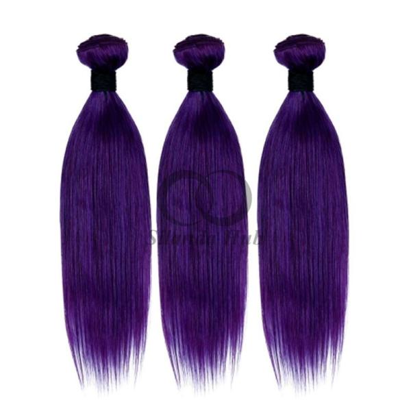 Purple Straight Remy Human Hair Bundles Sew In Weave Bundles Brazilian Bundle Deals