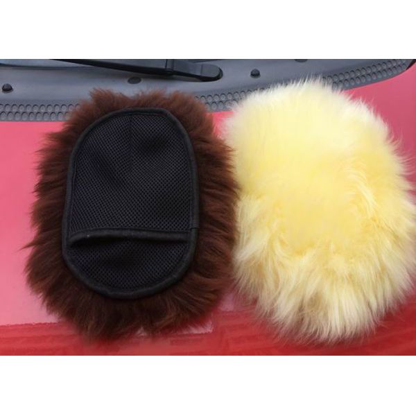 Guante largo lateral de la lana merina de Brown del mitón del túnel de lavado de la zalea solo para el polaco del coche