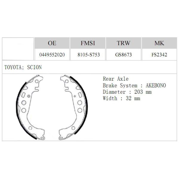 Набор тормозной колоды барабанчика автомобиля вторичного рынка, задний OEM 0449552020 тормозной колоды цапфы