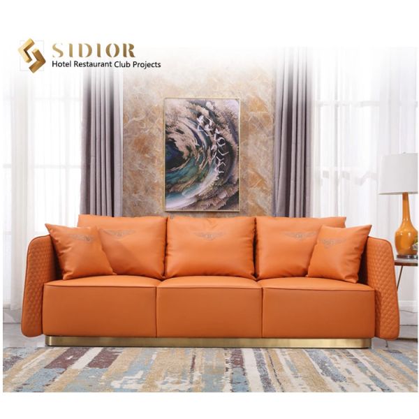 Morden Design Sofa, Lobby sofa, Leisure sofa, Hotel Sofa, PU Leather Upholstery, High Density Foam, Stainless Steel Base